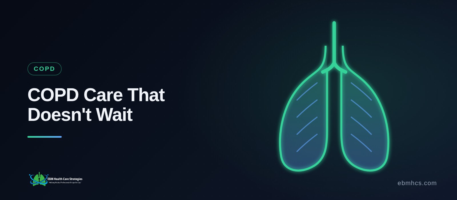 Glowing lungs illustration representing COPD care between visits